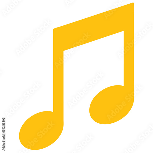 Bright Yellow Musical Note Symbol Representing Melody, Sound, and Entertainment in Various Audio Media