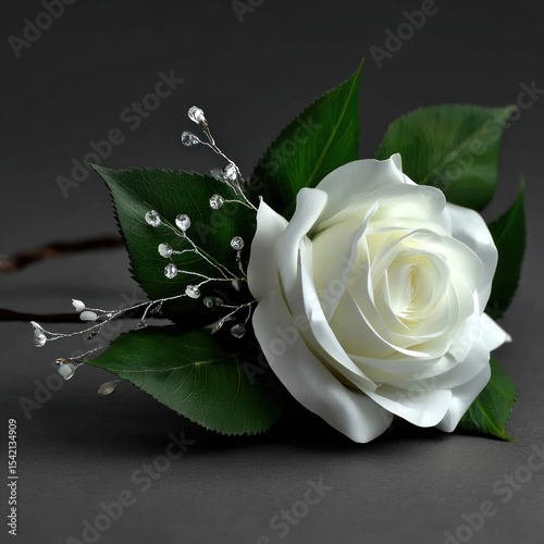 Elegant white rose on a dark background photo