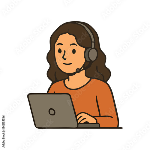 Customer support headset woman working from home providing online service helpdesk business operator digital communication assistant friendly remote call center consultant