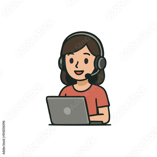 Customer support and communication service for business woman at desk with headset for virtual help online assistant digital job representative helpdesk teamwork customer care