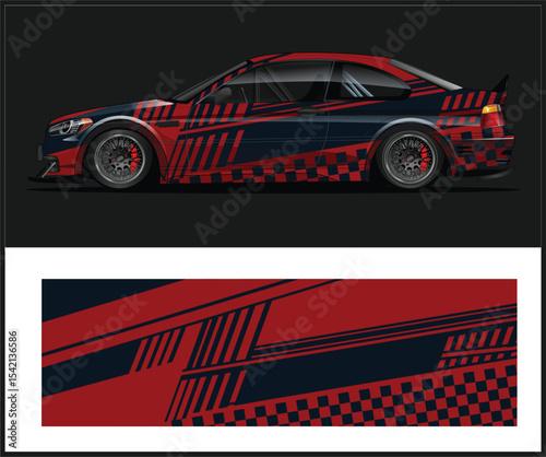 Red and Black Racing Car Wrap Design Template