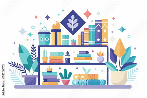 boho shelf crystals plants books