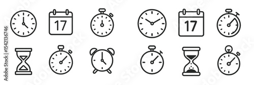 Various clocks and timers displayed in a grid layout highlighting different timekeeping styles and functions