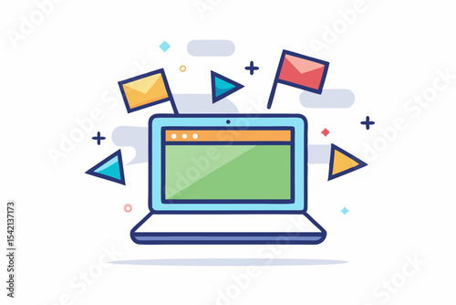 laptop jumping joy tabs popping