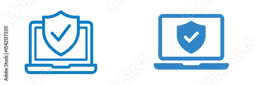 Icons representing cybersecurity and data protection with check marks and shields for online safety