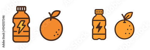 Refreshing drink options featuring orange flavors and energizing beverages in a modern graphic style