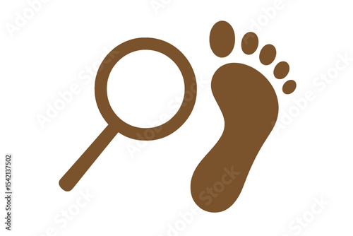 Footprint and magnifying glass symbol representing exploration in nature and outdoor activities