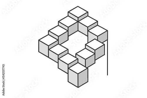 Creative three-dimensional geometric structure made of cubes arranged in a captivating pattern