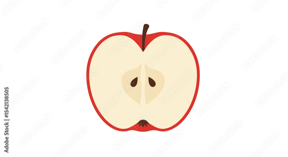 Fototapeta premium Cross-section of red apple on white background with transparent space