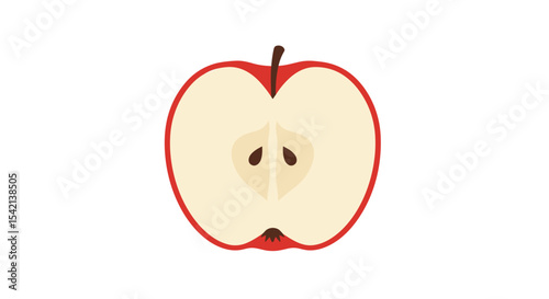 Cross-section of red apple on white background with transparent space