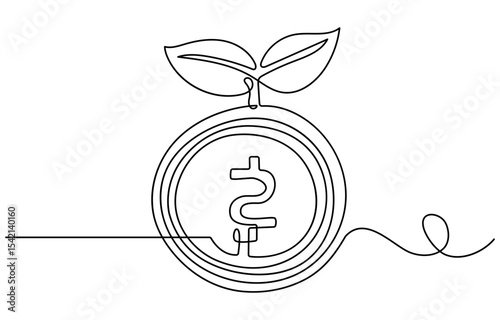 .Continuous one-line drawing  Dollar financial growth. Financial literacy concept single line drawing design graphic vector illustration
