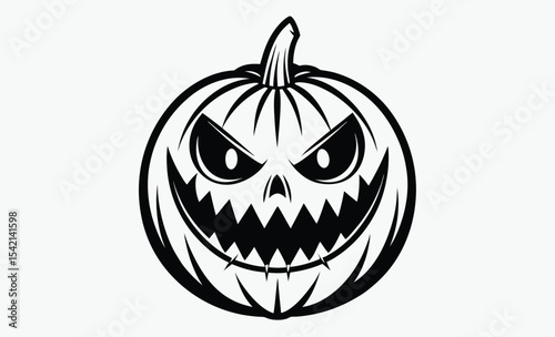 Halloween pumpkin faces, jack o’ lantern , spooky expression icons, black and white vector, festive design art