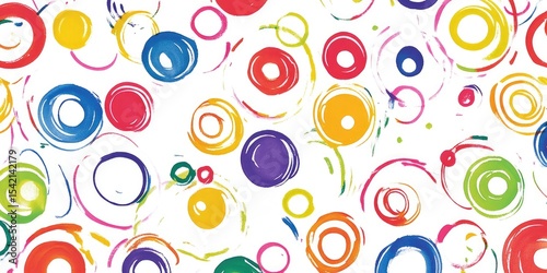 Abstract pattern of vibrant circles on a white background