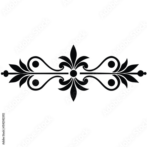 Two Black Decorative Divider Lines Set Elegant Flourish Design Elements Symmetrical Floral Pattern Vector Graphic