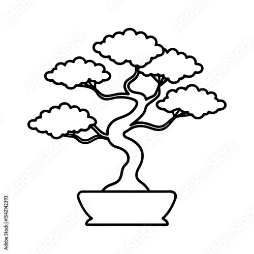 Bonsai Tree Line Art Illustration