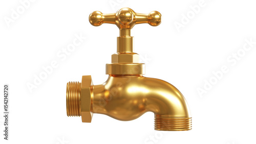 gold water tap 3D rendering