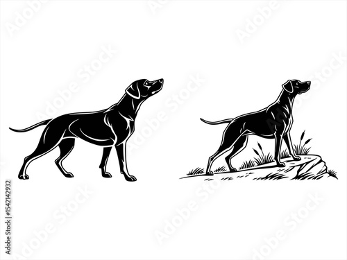 dog sihouette black vector bundle