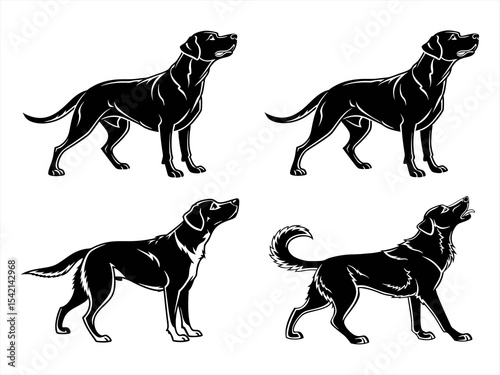 dog sihouette black vector bundle
