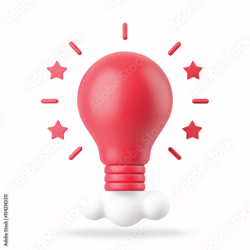 A bright red lightbulb illuminates the concept of an innovative business idea