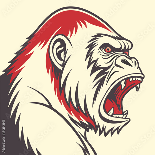 Wallpaper Mural A bold, stylized vector of a gorilla's face with sharp lines and strong expression. Torontodigital.ca