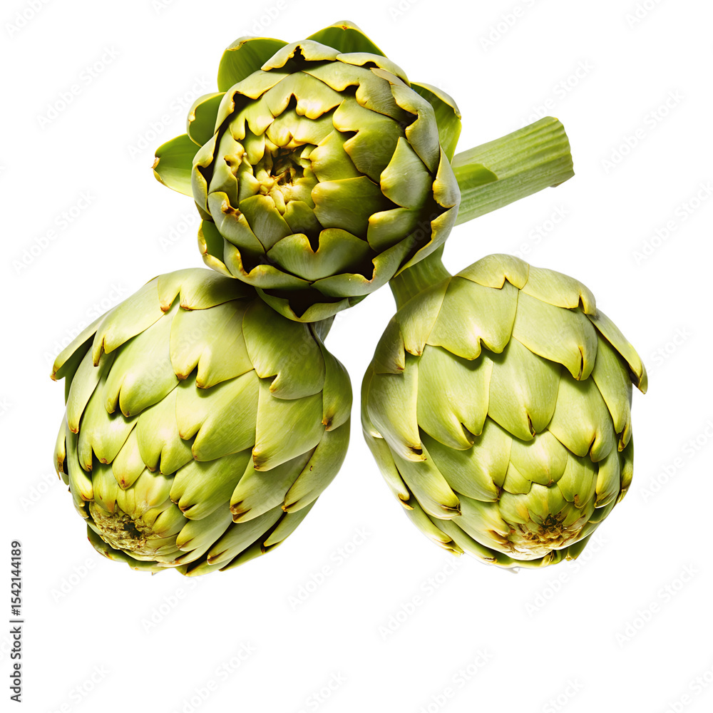 Obraz premium Artichoke hearts isolated on transparent background top view