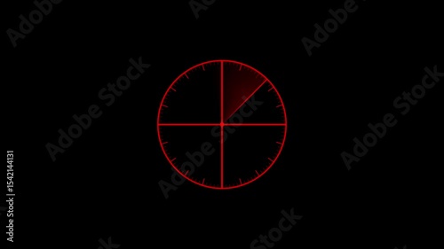 Black and white vector illustration of a film reel icon with a countdown timer design