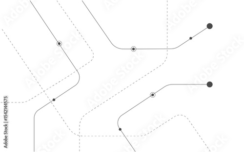 Abstract geometric circuit connecting lines, slants and points