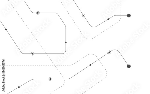 Abstract geometric circuit connecting lines, slants and points