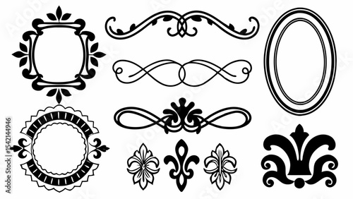 vintage calligraphic and ornamental vector decorations, perfect for wedding cards, invitation designs, and elegant frames.