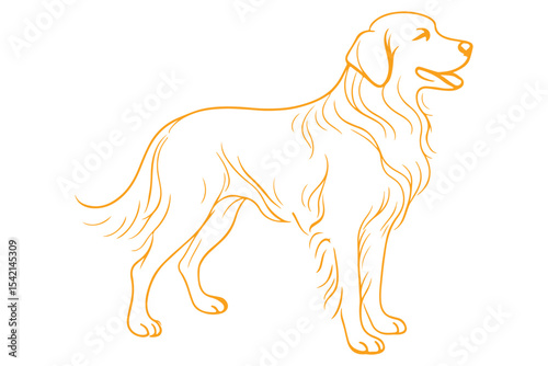 Simple sketch of a dog with a cheerful expression, highlighting its fluffy fur and friendly demeanor.