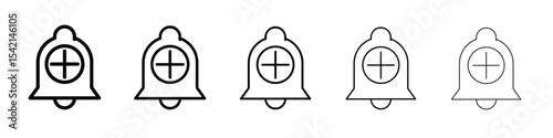 Cowbell circle plus icon Symbol concept for web design.simple line vector icon. logo illustration.