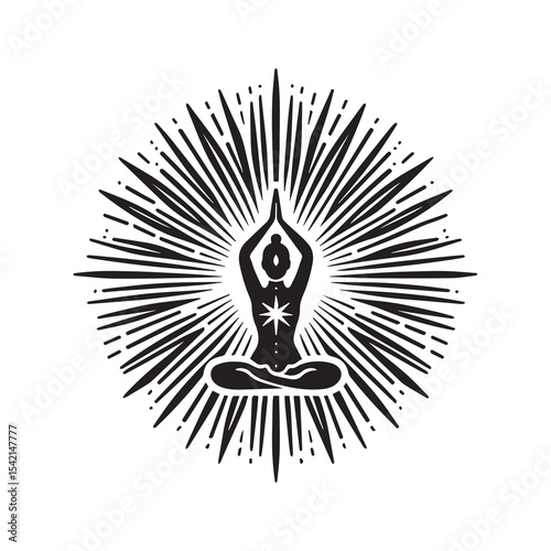 Inner Light Yoga Illustration with Radiant Lines"