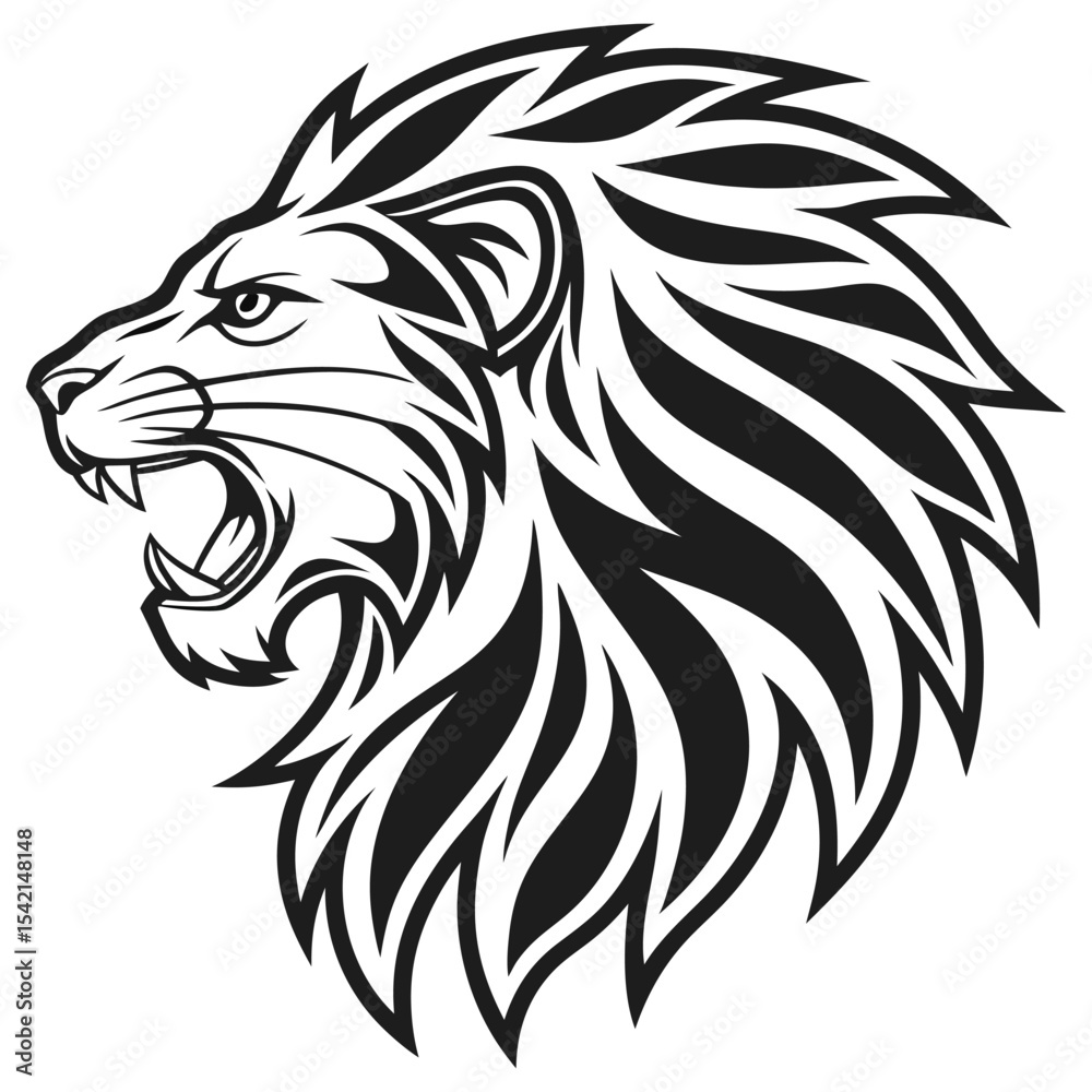 Fototapeta premium Roaring Lion Head Vector Logo Fierce Lion Mascot Illustration