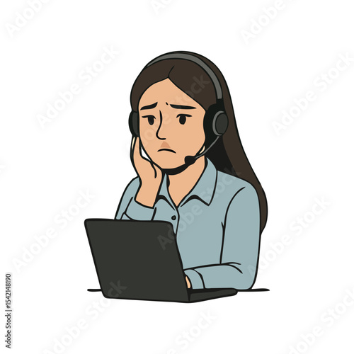 Customer support professional girl headset operator online chat hotline helpdesk communication assistance remote service and smiling client relation for business support digital customer care solution