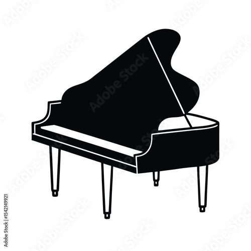 Elegant grand piano silhouette high resolution vector graphic for music design and print projects