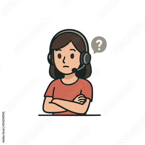 Customer support female agent headset online assistance communication call center hotline chat help helpdesk technical operator professional customer relation and remote user service with smile