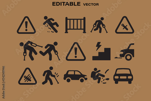 Safety icon set preventing accidents and injuries