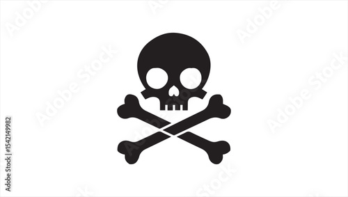 A simple black and white vector illustration of a skull and crossbones symbol, commonly associated with poison or danger