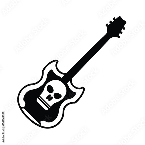 Silhouette graphic design hardcore music style guitar and skull combo