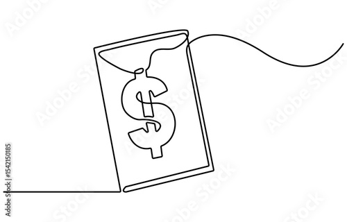 .Continuous one-line drawing  Dollar financial growth. Financial literacy concept single line drawing design graphic vector illustration
