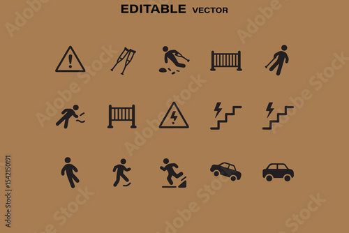 Safety icon set warning signs and hazard symbols for prevention