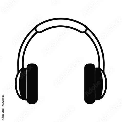 Sleek over ear headphones silhouette front view clean design for banners and advertisements