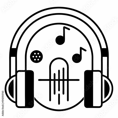 headphone line icon vector