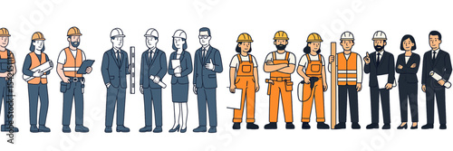 Diverse professionals in various roles showcase teamwork and collaboration in a modern workplace setting