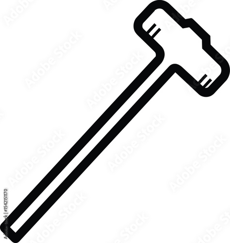 Solid Black Silhouette of a Claw Hammer on a White Background Displayed Vertically