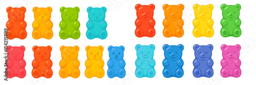 Colorful gummy bears arranged in a vibrant display for a fun candy experience at a cheerful party