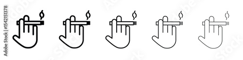 Hand holding cigarette icon Symbol concept for web design.simple line vector icon. logo illustration.