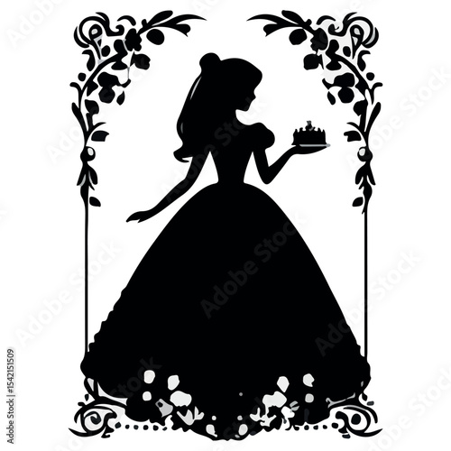 Princess line art silhouette illustration vector