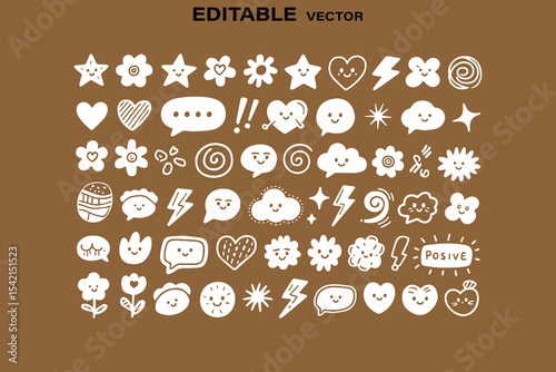 Cute hand drawn doodle icons collection positive vibes