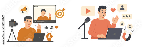 Content creator engages audience through video and live streaming while discussing strategies and feedback on their platform